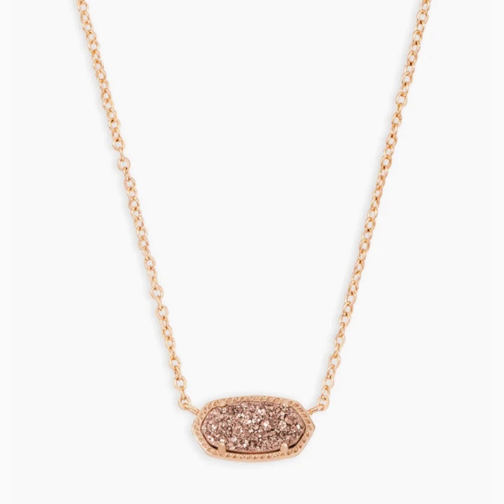 Kendra Scott Elisa Rose Gold Pendant Necklace in Rose Gold Drusy